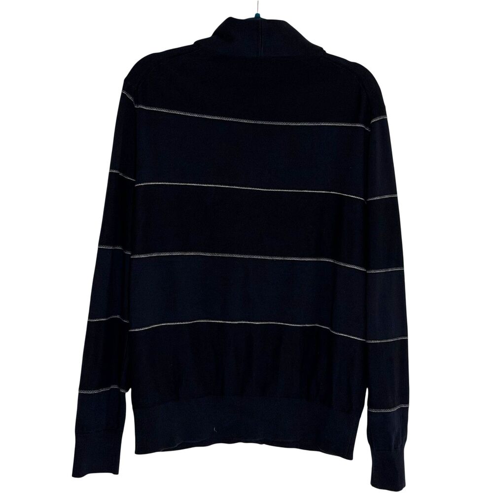 Nautica Mens Shawl Neck Cardigan Sweater Button Front Stripe Blue L bv - Picture 4 of 6
